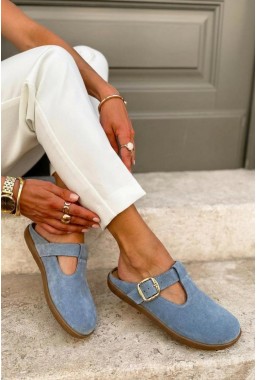 Niebieskie zamszowe klapki barefoot Eliave