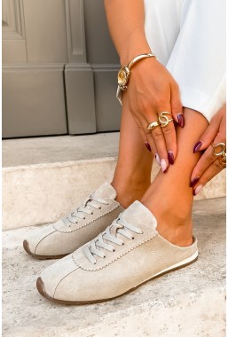 Beżowe zamszowe sneakersy Malida