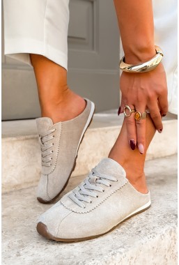Beżowe zamszowe sneakersy Malida