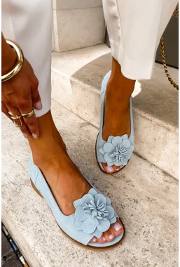 Błękitne zamszowe baleriny barefoot Florea