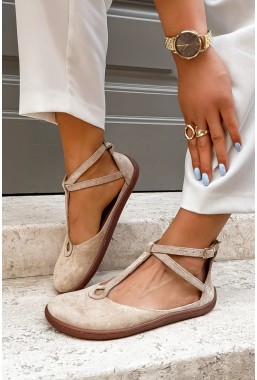 Beżowe zamszowe baleriny barefoot Merlina