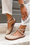 Beżowe zamszowe baleriny barefoot Merlina
