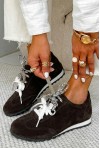 Czekoladowe zamszowe trampki barefoot Lorene