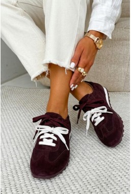 Bordowe zamszowe trampki barefoot Lorene