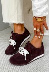 Bordowe zamszowe trampki barefoot Lorene