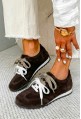 Czekoladowe zamszowe trampki barefoot Lorene
