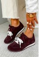 Bordowe zamszowe trampki barefoot Lorene