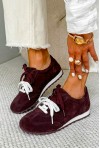 Bordowe zamszowe trampki barefoot Lorene