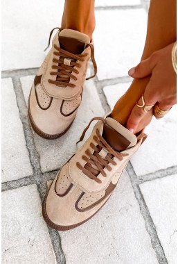 Zamszowe beżowe sneakersy Salusa