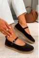 Ciemnobrązowe zamszowe baleriny Resigma