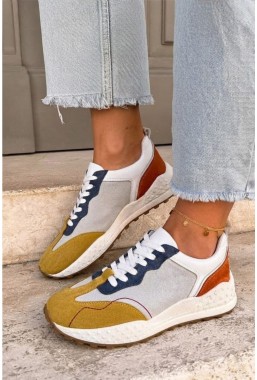 Białe sneakersy Primelia żółty