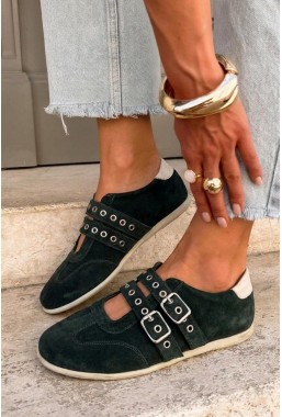 Zamszowe sneakersy Delivra khaki