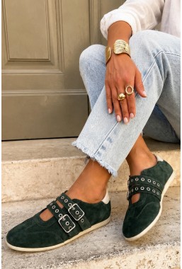Zamszowe sneakersy Delivra khaki
