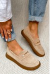Beżowe zamszowe lekkie mokasyny barefoot Beirea
