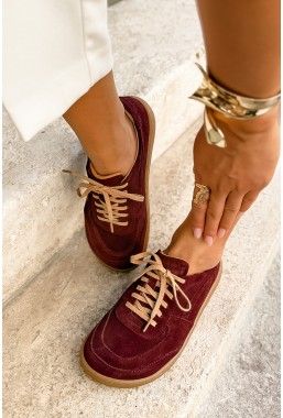Bordowe zamszowe trampki barefoot Anastazja