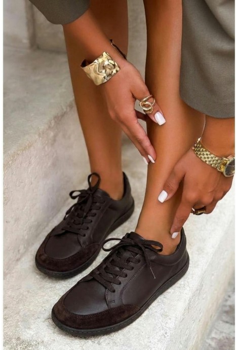 Brązowe zamszowe trampki Lavessia