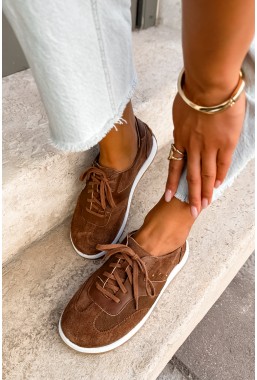 Zamszowe trampki barefoot Hally camel