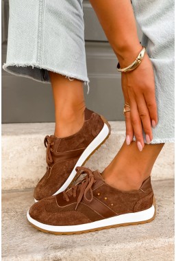 Zamszowe trampki barefoot Hally camel