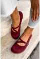 Bordowe zamszowe baleriny barefoot Adela