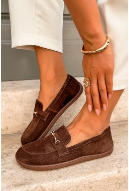 Brązowe zamszowe mokasyny barefoot Missy