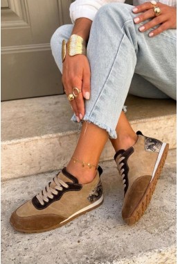 Brązowe zamszowe sneakersy Caldoria