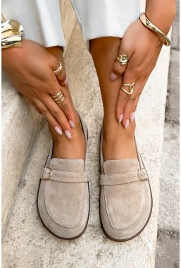 Beżowe zamszowe baleriny barefoot Lioré