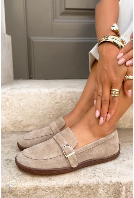 Beżowe zamszowe baleriny barefoot Lioré