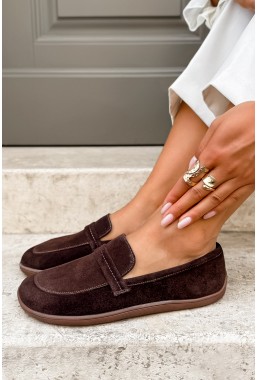 Brązowe zamszowe mokasyny barefoot Krelia