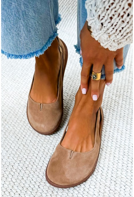 Zamszowe baleriny barefoot Nurea jasny brąz