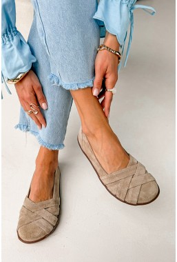 Beżowe zamszowe baleriny barefoot Rozelita