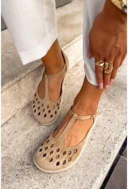 Beżowe zamszowe baleriny barefoot Luigina