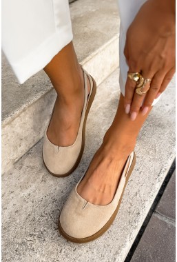 Beżowe zamszowe baleriny barefoot Glenda