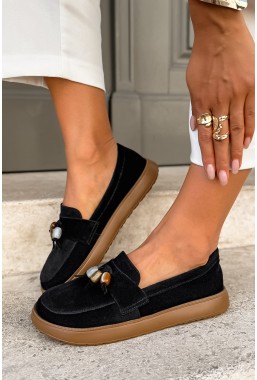 Czarne zamszowe mokasyny barefoot Caliva