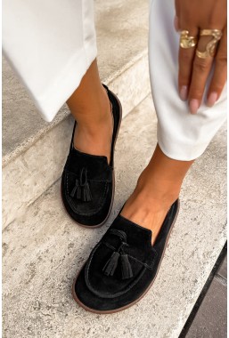 Czarne zamszowe mokasyny barefoot Girssala
