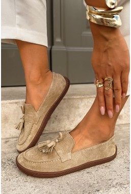 Beżowe zamszowe mokasyny barefoot Girssala