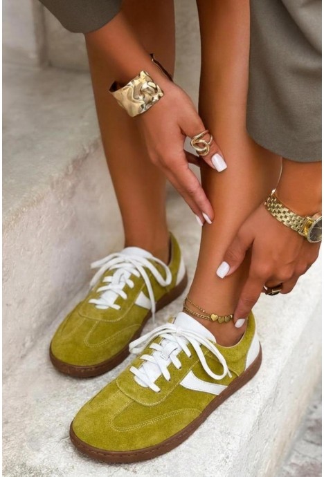 Zielone zamszowe trampki barefoot Laveria
