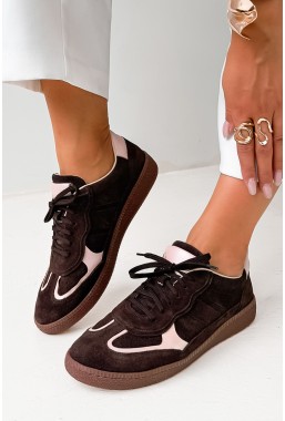 Brązowo-różowe zamszowe sneakersy Salusa