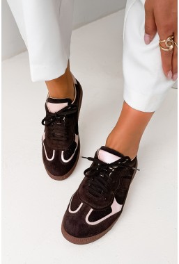 Brązowo-różowe zamszowe sneakersy Salusa
