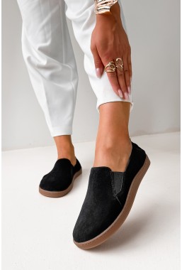 Czarne zamszowe mokasyny barefoot Nisha