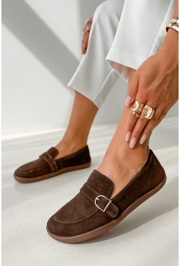 Brązowe zamszowe baleriny barefoot Lioré