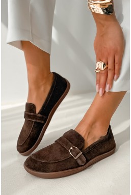 Brązowe zamszowe baleriny barefoot Lioré