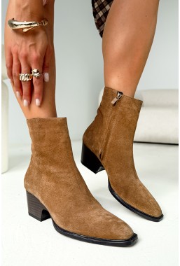 Zamszowe botki Elsaria camel