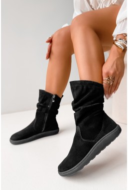 Czarne zamszowe botki barefoot Harleen