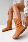 Karmelowe zamszowe botki barefoot Harleen