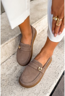 Beżowe zamszowe mokasyny barefoot Corrina