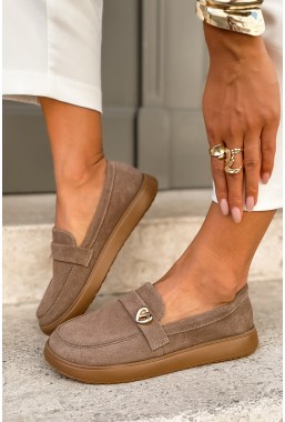 Beżowe zamszowe mokasyny barefoot Corrina
