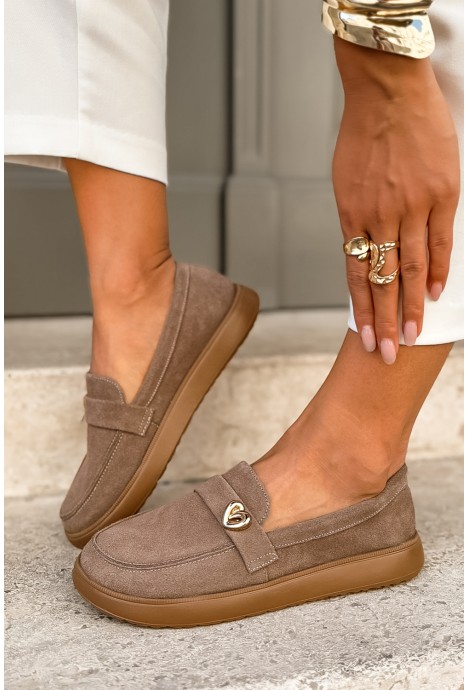 Beżowe zamszowe mokasyny barefoot Corrina