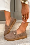 Beżowe zamszowe mokasyny barefoot Corrina
