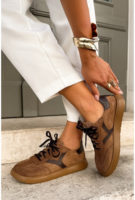 Zamszowe trampki barefoot Maureen camel