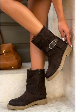 Brązowe zamszowe botki Zavisa